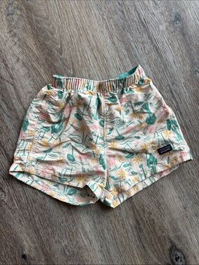 Patagonia Baby Baggies Flowers Birds Fish Print Elastic Waist Shorts 6-12M